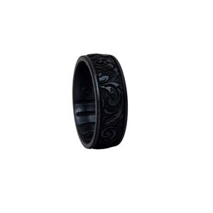 Enso Rings Etched Signature Silicone Rings - Flourish - Black Pearl - Size 7